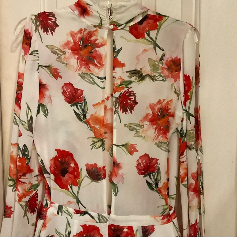 Haute Hippie silk floral romper shorts, long sleeves, v-neck.  Darling!  Size XS - Picture 10 of 16